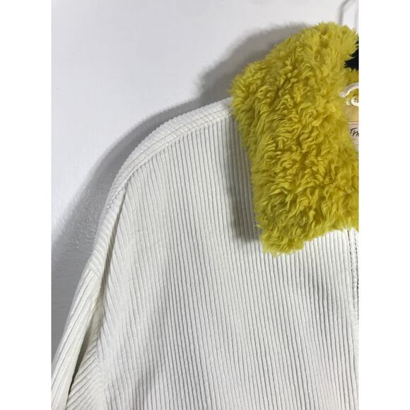 Free People We the Free Lust for Life Corduroy Oversized Jacket Ivory Fur Cold - Picture 5 of 16